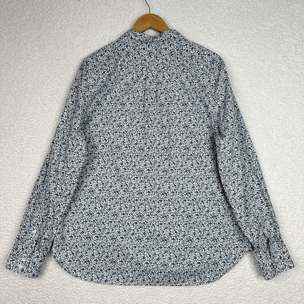 Garnet Hill Organic Pima Cotton Floral Button Front Shirt Womens Size 14 Blue - Picture 10 of 10
